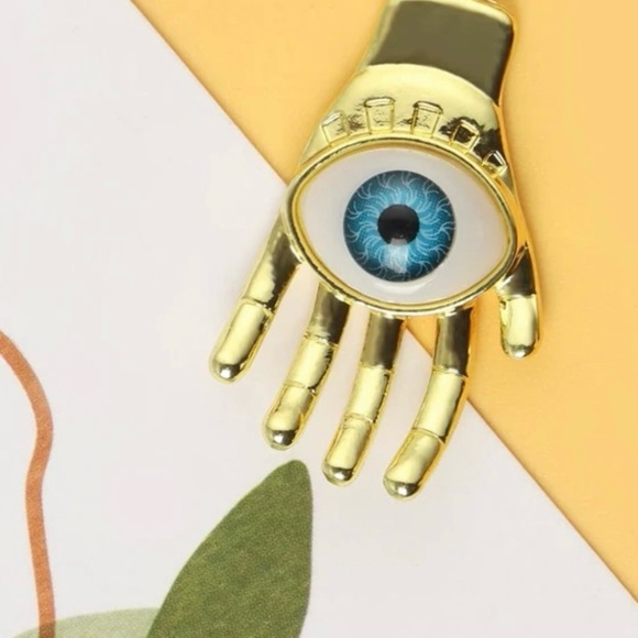 Realistic Evil Eye Hamsa~ Hand of Fatima Miriam Hamesh God Blue Eyeball Necklace - Picture 8 of 13
